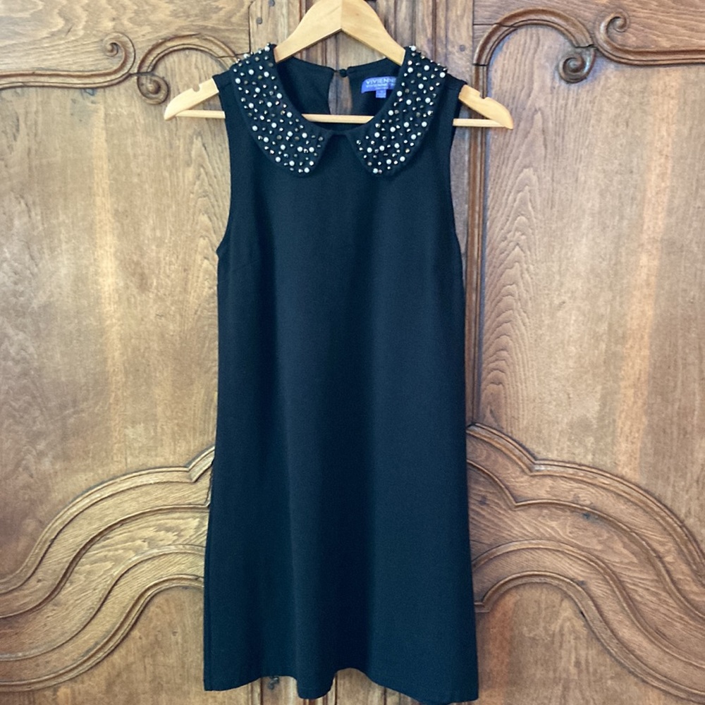 VIVIENNE Vivienne Tam Black Pearl Bead Peter Pan Collar Sleeveless Dress - Picture 3 of 10